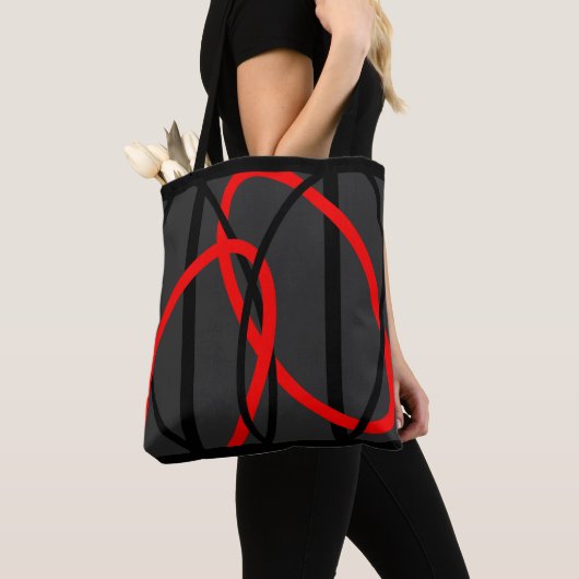 Attoni Dark Grey Red en Black Ellipticals Tote Bag (Dichtbij)