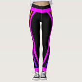 Attoni Pink Side Stripes Jet Black Leggings (Voorkant)