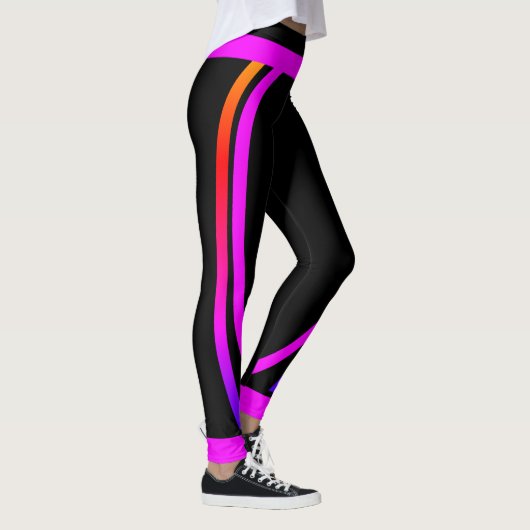Attoni Pink Side Stripes Jet Black Leggings (Rechts)