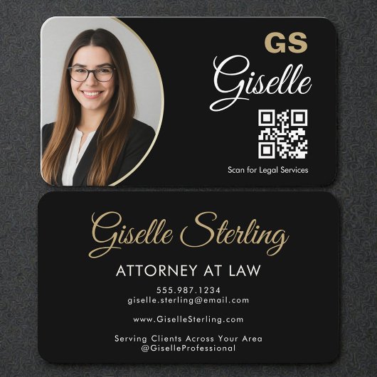 Attorney at Law Black QR Code Gold Photo   Visitekaartje