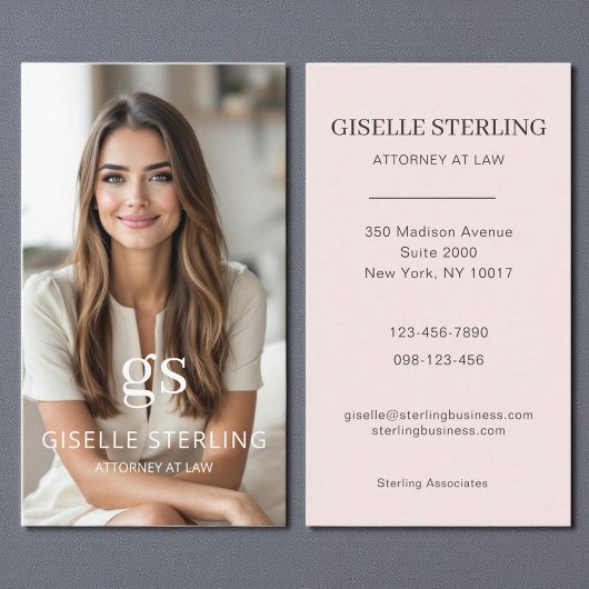 Attorney at Law Blush Pink Photo Professional Visitekaartje