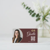 Attorney at Law Burgundy Gold Photo QR Code  Visitekaartje (Staand voorkant)