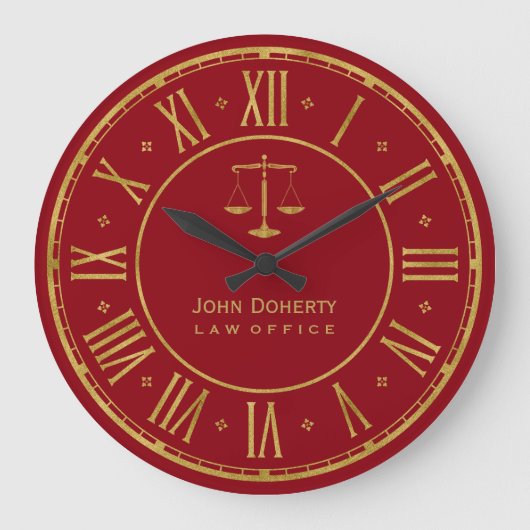 ATTORNEY AT LAW | Golden Red Personalizable Grote Klok (Voorkant)