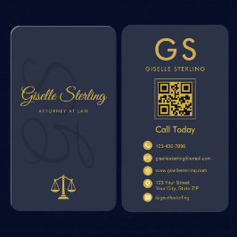 Attorney at Law Navy Blue Gold Visitekaartje