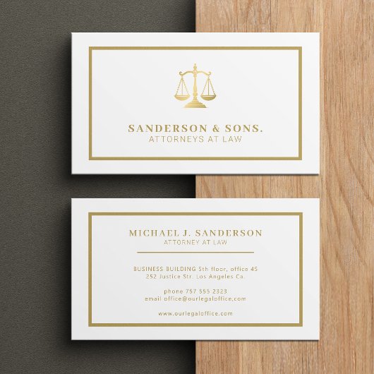 Attorney at law professional elegant gold  visitekaartje