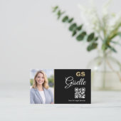 Attorney at Law QR Code Black Gold Photo  Visitekaartje (Staand voorkant)