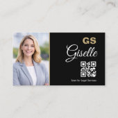 Attorney at Law QR Code Black Gold Photo  Visitekaartje (Voorkant)