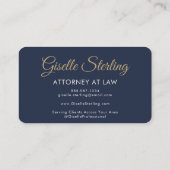 Attorney at Law QR Code Photo Navy Blue Gold  Visitekaartje (Achterkant)