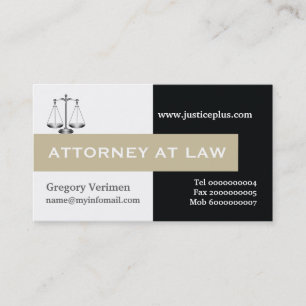 Attorney at law scale of justice taupe, black visitekaartje