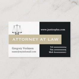 Attorney at law scale of justice taupe, black visitekaartje