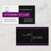 Attorney at law schaal van justitie paarse, zwart visitekaartje (Voorkant / Achterkant)