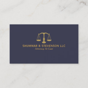 Attorney at law-Simple Gold Scale on Blue Visitekaartje