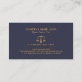Attorney at law-Simple Gold Scale on Blue Visitekaartje (Achterkant)