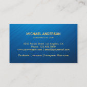 Attorney at law-Simple Gold Scale on Blue Visitekaartje (Achterkant)