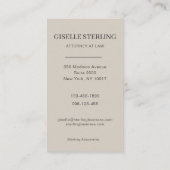 Attorney at Law Taupe Beige Photo Professional Visitekaartje (Achterkant)