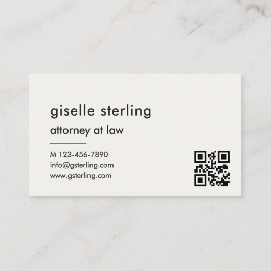 Attorney bij Law Luxury QR Code Monogram Visitekaartje (Achterkant)