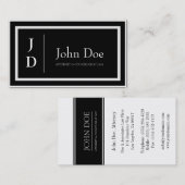 Attorney Black/Antiek White Borders Monogram Visitekaartje (Voorkant / Achterkant)