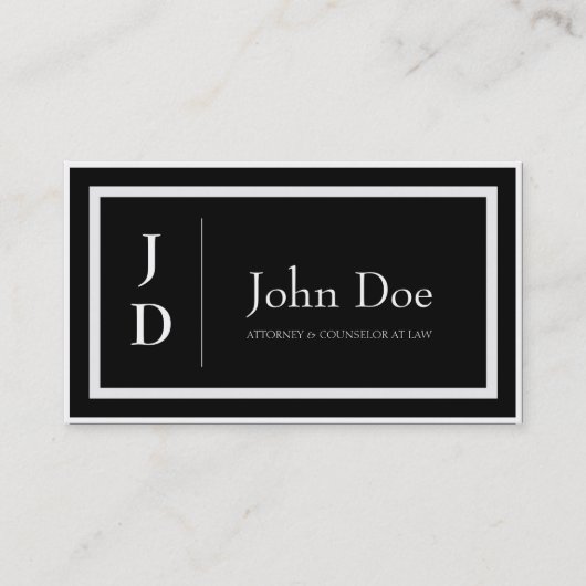 Attorney Black/Antiek White Borders Monogram Visitekaartje (Voorkant)