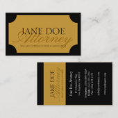 Attorney Black Border/Yellow Gold Script Visitekaartje (Voorkant / Achterkant)