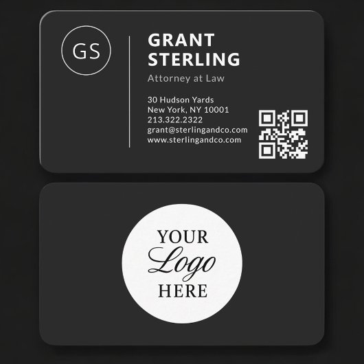 Attorney Black Logo QR Code Professional Visitekaartje