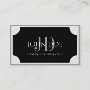 Attorney Black Plaque/Silver Border Visitekaartje