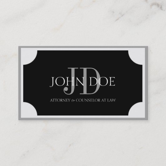 Attorney Black Plaque/Silver Border Visitekaartje (Voorkant)