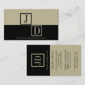Attorney Black/Tan Divided Square Monogram Visitekaartje (Voorkant / Achterkant)