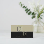Attorney Black/Tan Divided Square Monogram Visitekaartje (Staand voorkant)