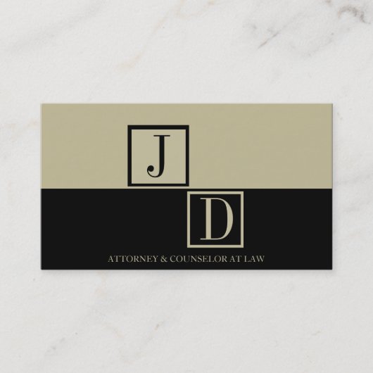 Attorney Black/Tan Divided Square Monogram Visitekaartje (Voorkant)