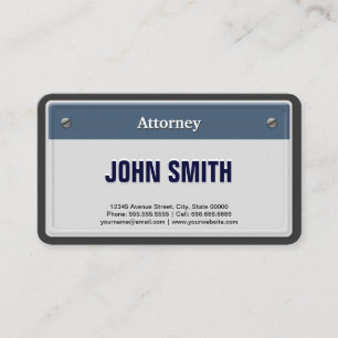 Attorney Cool Car License Bord Visitekaartje