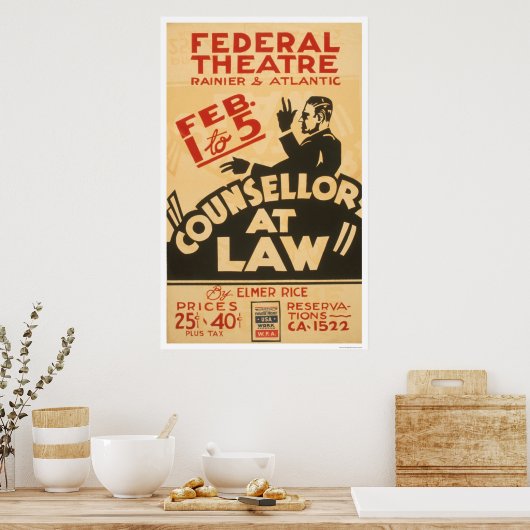 Attorney Drama 1938 WPA Poster (Keuken)