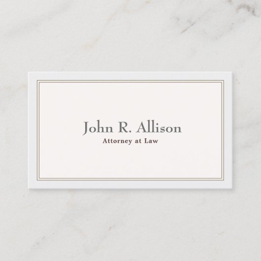 Attorney Elegant and Simple Ivory Border Visitekaartje (Voorkant)