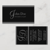 Attorney Elegant Black/Silver Stripes Visitekaartje (Voorkant / Achterkant)