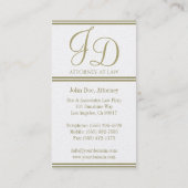 Attorney Elegant Script/Stripes Golden Visitekaartje (Achterkant)