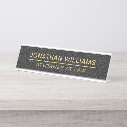 Attorney Faux Leather Custom Name Black  Bureau Naambordje (Voorkant)