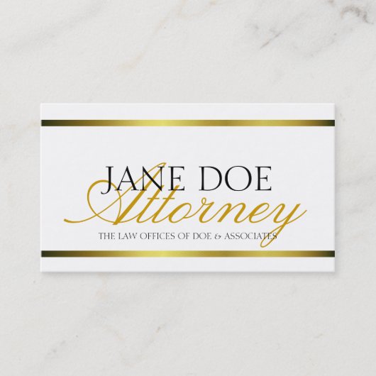 Attorney Gold Metallic Script Visitekaartje (Voorkant)