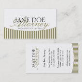 Attorney Gold Script Stripes/White Paper Visitekaartje (Voorkant / Achterkant)