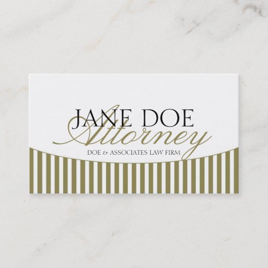 Attorney Gold Script Stripes/White Paper Visitekaartje (Voorkant)