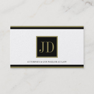 Attorney Golden Black/Gold Square Monogram Plaque Visitekaartje