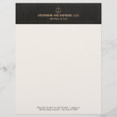 Attorney Justice Scale Black Linen Custom Briefhoofd (Voorkant)
