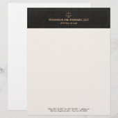 Attorney Justice Scale Black Linen Custom Briefhoofd (Voorkant / Achterkant)