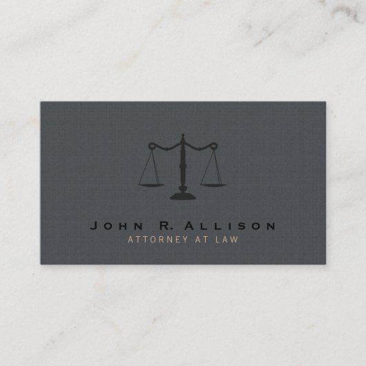 Attorney Justice Scale Grey texture Background Visitekaartje (Voorkant)