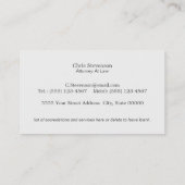 Attorney Justice Scale Traditional Black and White Visitekaartje (Achterkant)