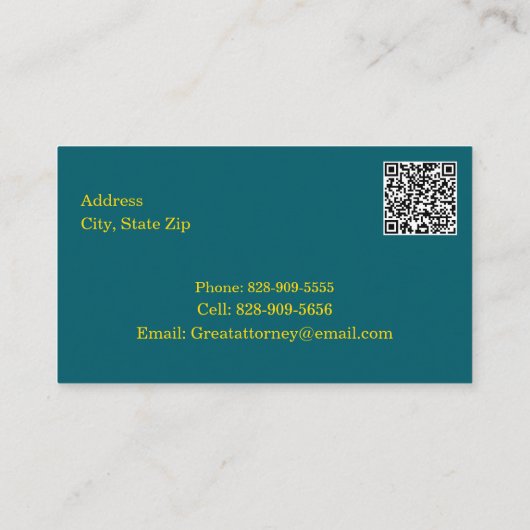 Attorney Justice Scales & Books with QR code Visitekaartje (Achterkant)