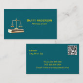 Attorney Justice Scales & Books with QR code Visitekaartje (Voorkant / Achterkant)