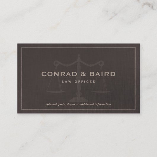 Attorney Justice Scales Dark Brown Linen look Visitekaartje (Voorkant)