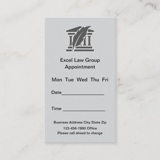 Attorney Law Kantoor Benoeming Visitekaartjes Afsprakenkaartje (Voorkant)