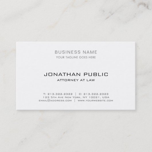 Attorney Law Kantoor Modern Elegant Simple Sjabloo Visitekaartje (Voorkant)
