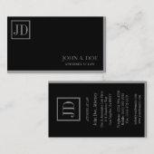 Attorney Lawyer Black/Silver Square Monogram Visitekaartje (Voorkant / Achterkant)