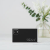 Attorney Lawyer Black/Silver Square Monogram Visitekaartje (Staand voorkant)